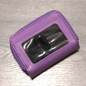 Samsonite Credit Card Wallet Unisex Black Leather Accordion 2 Section Zip Around
